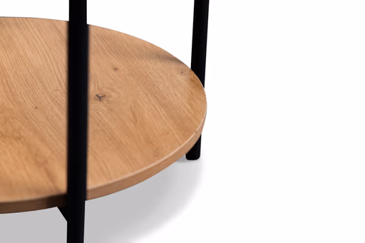 Beistelltisch - Ø/H ca. 52x45 cm, Artisan Eiche Nachbildung, Schwarz