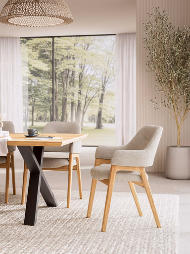 Esstisch Flore - LB ca. 240x120 cm, Wildeiche massiv, natur geölt