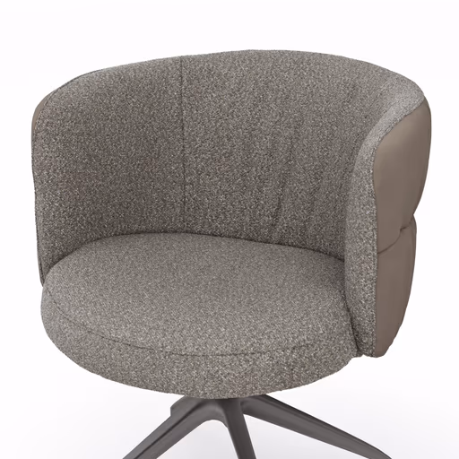 Armlehnstuhl Milana - drehbar, Leder Grau, Stoff Graubraun