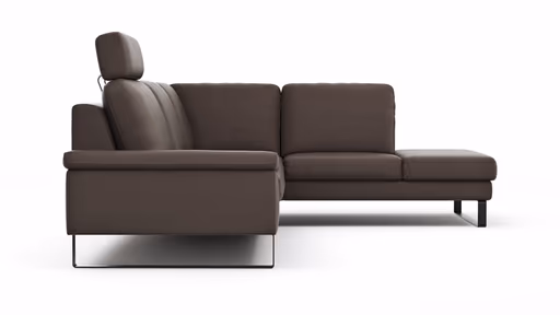 Ecksofa Enna - 3-Sitzer mit Ecke rechts, Leder Mocca