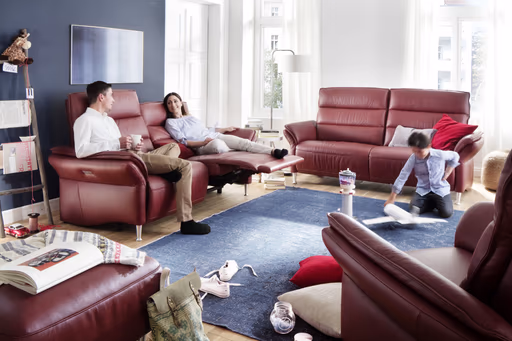 Sofa - 3-Sitzer, Leder, Rot