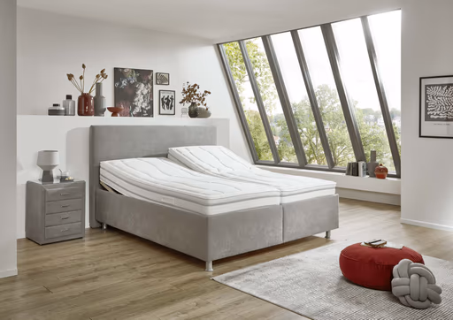 Polsterbett - Liegefläche ca. 180x200cm, Stoff, Grau