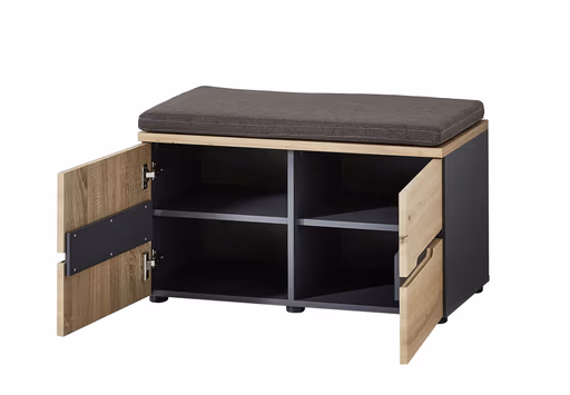 Bank - mit Sitzkissen, Eiche Dekor, Graphit