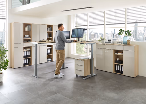 Büroregal - B ca. 40 cm, Riva Eiche Nachbildung, Kaschmir