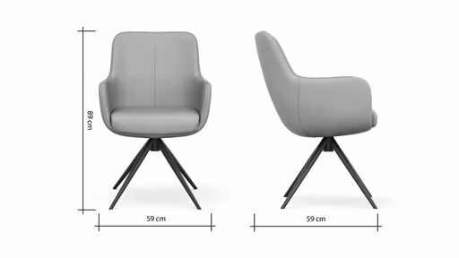 Armlehnstuhl Mis - Leder, Kurkuma, Drehbar, Gestell, Anthrazit