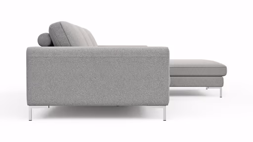 Ecksofa Solano - 2,5-Sitzer mit Longchair Rechts, Boucle, Hellgrau