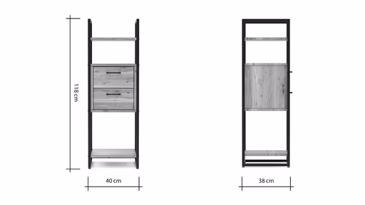 Regal Farmingdale - mit zwei Schubkästen, Eiche massiv, natur geölt
