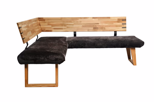Eckbank - LB ca. 167x192 cm, Stoff, Anthrazit, Eiche massiv