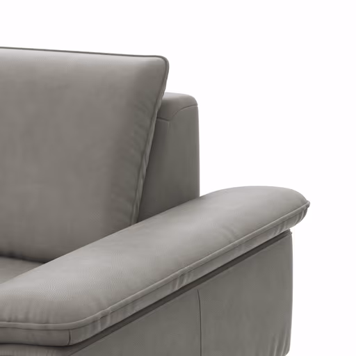 Ecksofa Tulsa KS - 1,5-Sitzer mit Anstellhocker links, Spitzecke und 2,5-Sitzer rechts, Leder, Graubeige