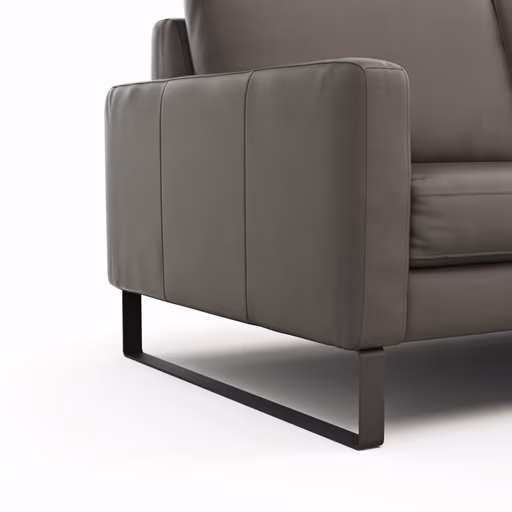 Sofa Enna - 3-Sitzer, Armlehne A, Leder, Schwarz, Kufe, Schwarz