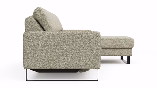 Ecksofa Valera - 3-Sitzer mit Longchair rechts inkl. Rückenlehne verstellbar und Relaxfunktion motorisch, Stoff, Limone