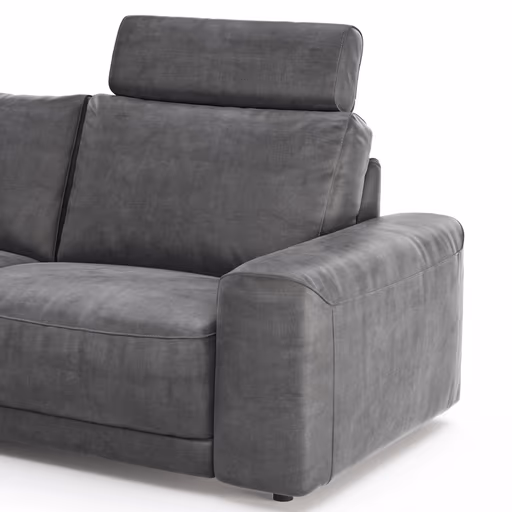 Ecksofa Balok - Longchair groß links mit 2,5-Sitzer, inkl. Relaxfunktion (motorisch) und Kopfstütze, Stoff, Anthrazit