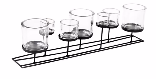 Windlicht - Eisen/Glas, Länge ca. 70 cm, Schwarz