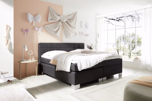 Boxspringbett HAIKOS- Liegefläche ca. 180x200 cm, Stoff, Anthrazit