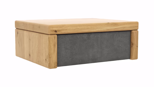 Nachttisch 1660 - Wildeiche massiv, geölt / Schubladenfront, Stoff, Graphit