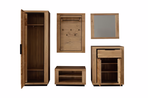 Garderobenschrank - Wildeiche Nachbildung, Wildeiche massiv geölt