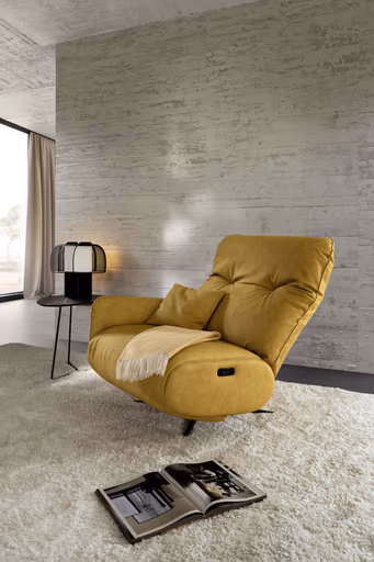 Loungesessel Lovere - Leder, Curry, Armlehne links