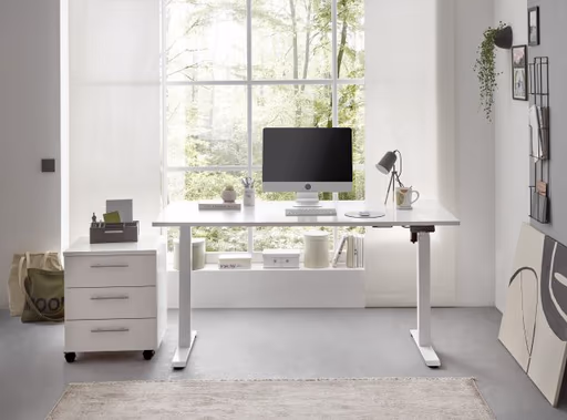 Schreibtisch - höhenverstellbar, LB ca. 160x77 cm, Weiß