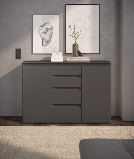 Kommode - B ca. 119 cm, Anthrazit