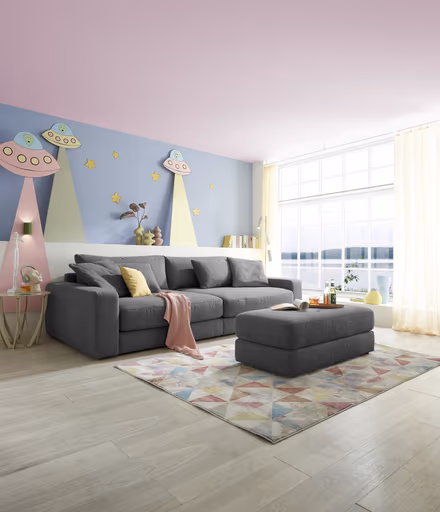 Hocker JOVIN - Stoff, Grau