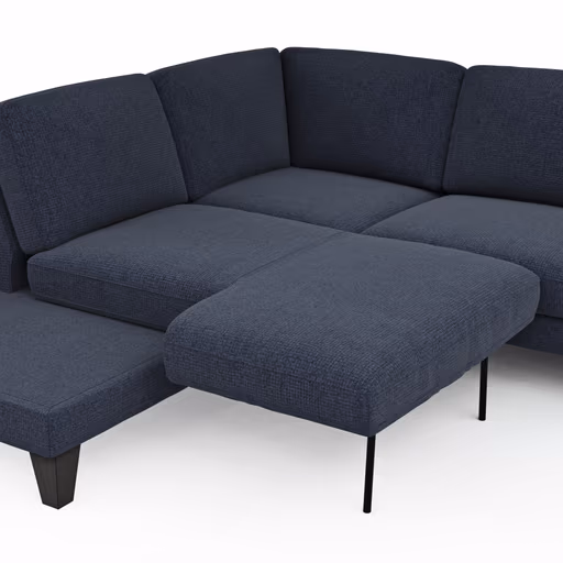 Ecksofa Oviedo - Ecke links mit 2,5-Sitzer inkl. Drehsitz, Stoff, Dunkelblau