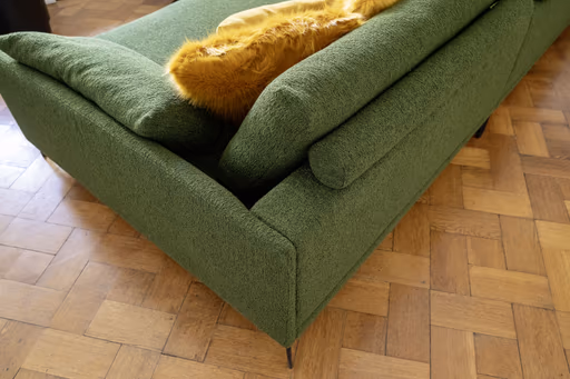 Ecksofa Cuneo - 2,5-Sitzer, Longchair rechts, Stoff, Grün