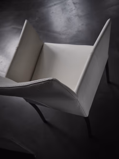 Armlehnstuhl Penthouse - Leder, Weiß, 4 Fuß, Edelstahl