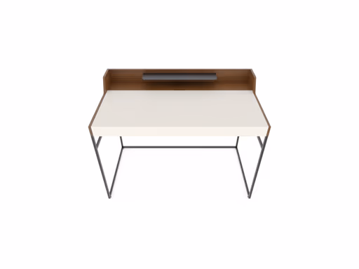 Schreibtisch - Nussbaum, Natur, Lack, Weiß