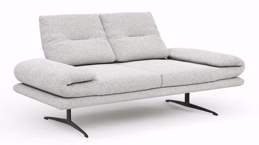Sofa Lucero 2.0 - 2-Sitzer klein inkl. Drehsitz, Rollout-Armlehne und Sitztiefe verstellbar, Stoff, Offwhite