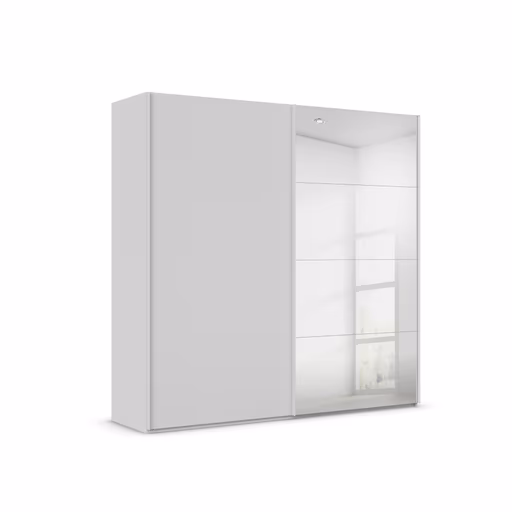 Schwebetürenschrank ROVERO- B ca. 225 cm, Seidengrau, Spiegel