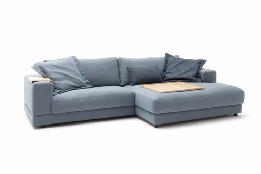 Ecksofa Juni - 1,5-Sitzer mit Longchair rechts, Stoff, Petrol
