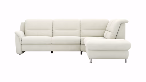 Ecksofa Cornella Plus - 2-Sitzer links mit Ecke und Abschlussteil rechts, Stoff, Creme