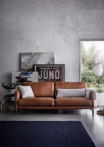 Sofa Cuneo - 2-Sitzer, Leder, Cognac