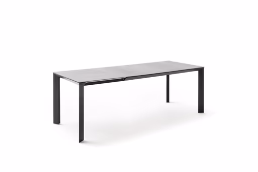 Esstisch Hakon - ausziehbar, LB 160x90 cm, Keramik, Dunkelgrau, Gestell Schwarz
