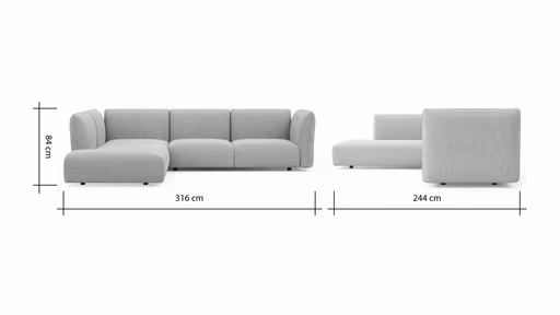 Ecksofa Motone - Ecke links mit 2,5-Sitzer, Stoff, Hellblau