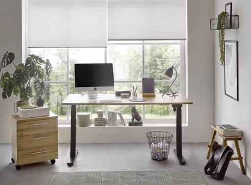 Schreibtisch - höhenverstellbar, LB ca. 160x77 cm, Artisan Eiche Nachbildung, Schwarz