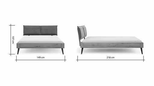 Bettgestell 1660 - Liegefläche ca. 140x200 cm, Wildeiche massiv, geölt