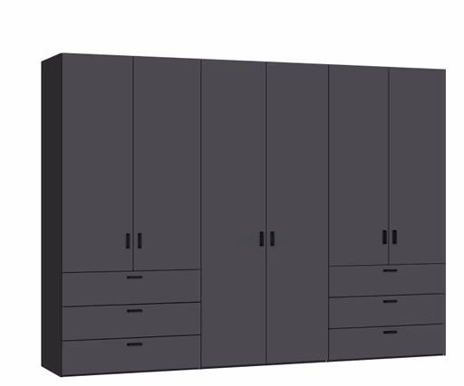 Drehtürenschrank JOIN IT- B ca. 303 cm, Schwarz, Anthrazit