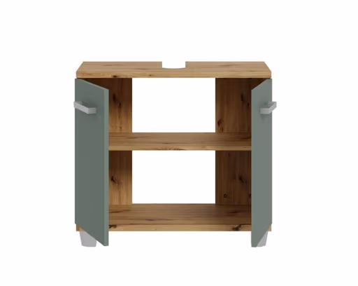 Waschbeckenunterschrank- B ca. 69 cm, Eiche Dekor, Graugrün