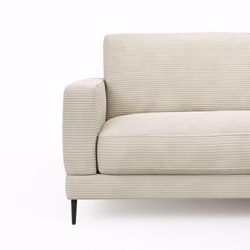Ecksofa Janne - 1,5-Sitzer, Longchair rechts, Cord, Offwhite