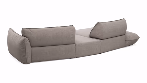 Trapezsofa Fluffy - 2-Sitzer mit Trapezelement und Abschlussteil inkl. Rückenlehne verstellbar, Stoff, Taupe