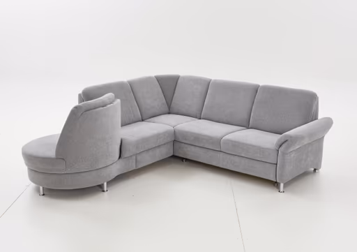 Ecksofa - Ecke links und 2,5-Sitzer, Drehsitz, Stoff, Silbergrau
