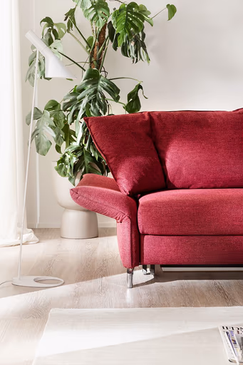 Sofa - 2-Sitzer, Relaxfunktion/Schlaffunktion, Stoff, Rot