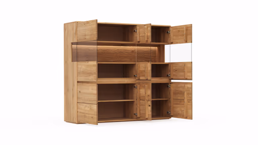 Highboard Hillsboro - inkl. Beleuchtung, Wildeiche natur, geölt