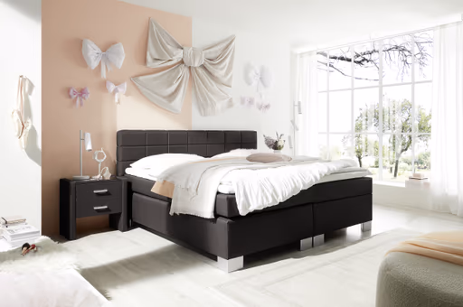 Boxspringbett HAIKOS- Liegefläche ca. 180x200 cm, Stoff, Dunkelbraun