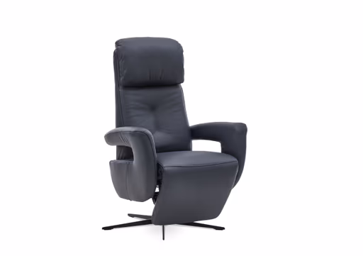 TV-Sessel - Größe M, Relaxfunktion, Kopfteil verstellbar, Leder, Dunkelblau