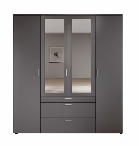 Drehtürenschrank- B ca. 180 cm, Graphit, Spiegel