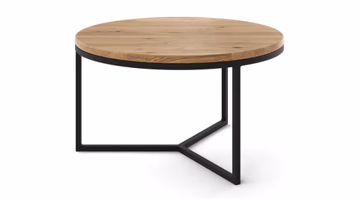 Couchtisch Joan 2- LBH ca. 58x58x33 cm, Asteiche massiv, Gestell schwarz