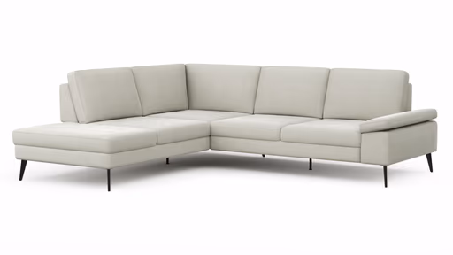 Ecksofa Houston - 1-Sitzer mit Abschlussteil links, Eckelement und 2,5-Sitzer rechts, inkl. Sitztiefenverstellung und Armlehne klappbar, Stoff, Natur