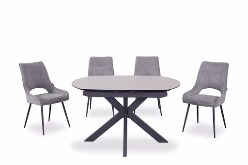 Esstisch MEGGIE - ausziehbar, LB ca. 130x100 cm, Glaskeramik, Grau